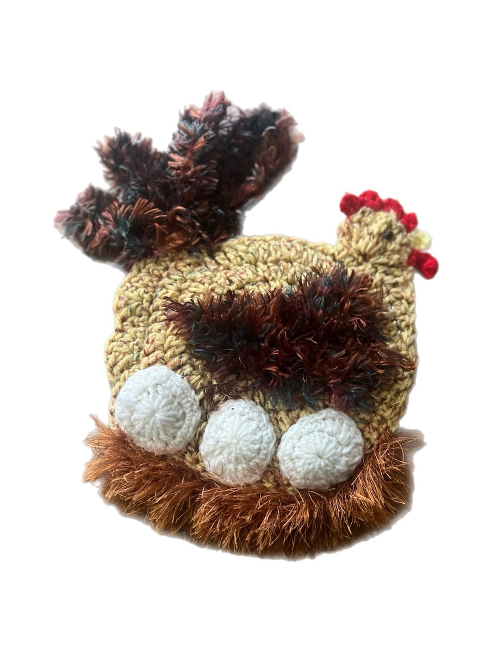 Handmade Chicken Crochet Hot Pad in Yellow and Brown